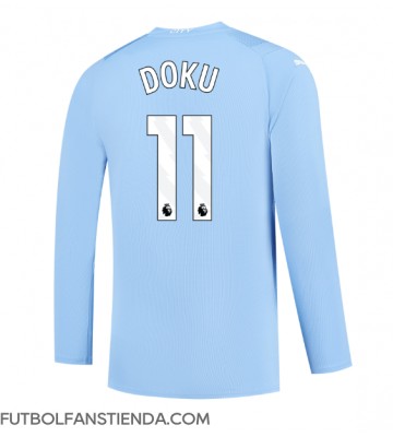 Manchester City Jeremy Doku #11 Primera Equipación 2023-24 Manga Larga